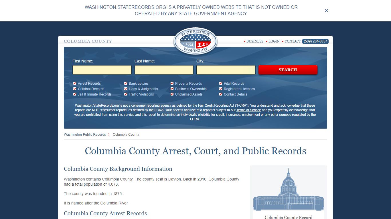 Columbia County Arrest, Court, and Public Records