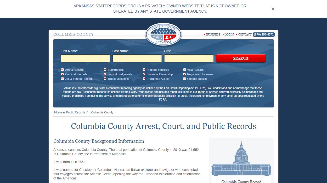 Columbia County Arrest, Court, and Public Records